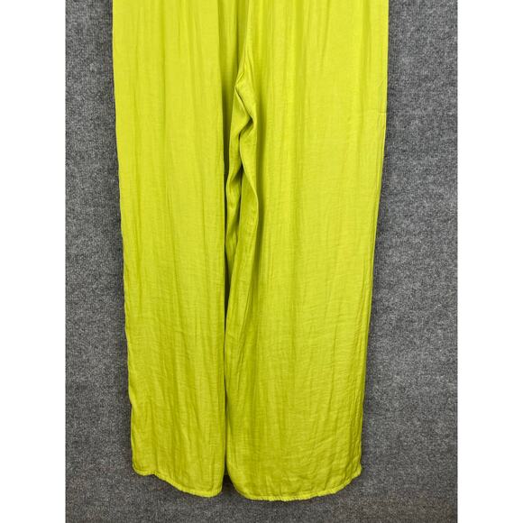 JOIE Lime Green Wide Leg Pleated Satin Pants Women's SP - Picture 7 of 12